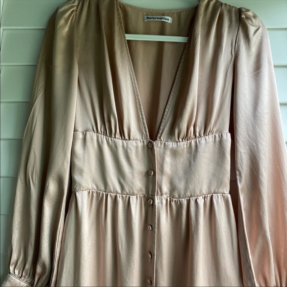 Reformation Pink Satin Midi Dress - Picture 5 of 14